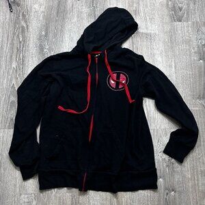 Marvel Deadpool Hoodie Men's Size Medium Full Zip Long Sleeve Causal Back